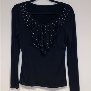 Black Long Sleeve Studded Shirt